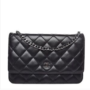 CHANEL LAMBSKIN QUILTED WALLET ON CHAIN WOC